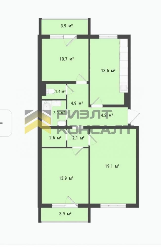 3-комн. квартира, Вторичка, 76.90м², 8/10 этаж миниатюра 9