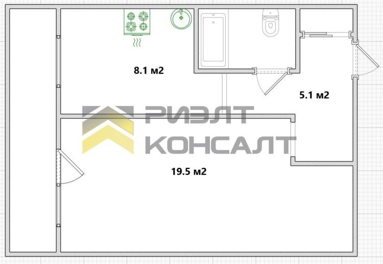 1-комн. квартира, Вторичка, 36.30м², 2/2 этаж миниатюра 11