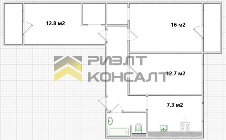 3-комн. квартира, Вторичка, 61м², 6/9 этаж миниатюра 28