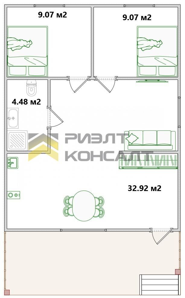 Дом, 80.50м², 10 соток, 1 этаж, 3 комн., стены: Сэндвич-панели миниатюра 21
