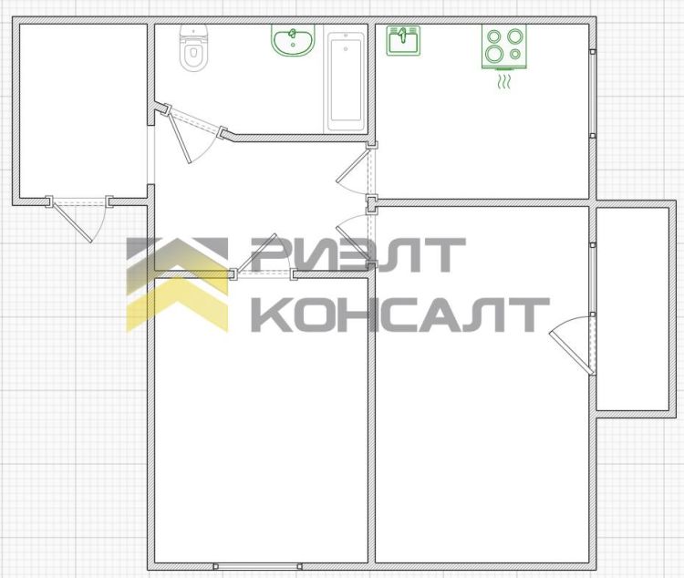 2-комн. квартира, Вторичка, 45м², 3/3 этаж миниатюра 21