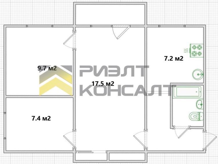 3-комн. квартира, Вторичка, 49.40м², 5/5 этаж миниатюра 22