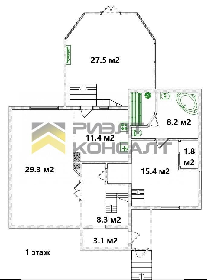 Дом, 209м², 8 соток, 2 этажа, 3 комн., стены: Кирпич миниатюра 5
