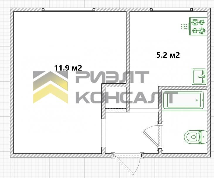 1-комн. квартира, Вторичка, 21.40м², 2/5 этаж миниатюра 16