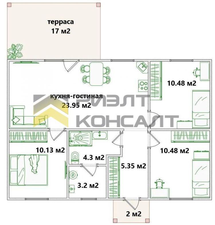 Дом, 83.50м², 6 соток, 1 этаж, 3 комн., стены: Сэндвич-панели миниатюра 9