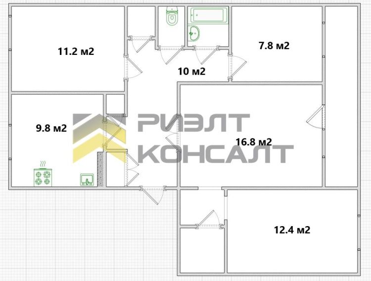 4-комн. квартира, Вторичка, 77.30м², 2/3 этаж миниатюра 25