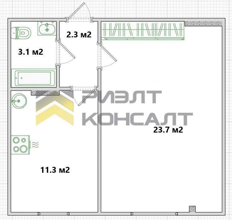 1-комн. квартира, Вторичка, 40.40м², 3/5 этаж миниатюра 27