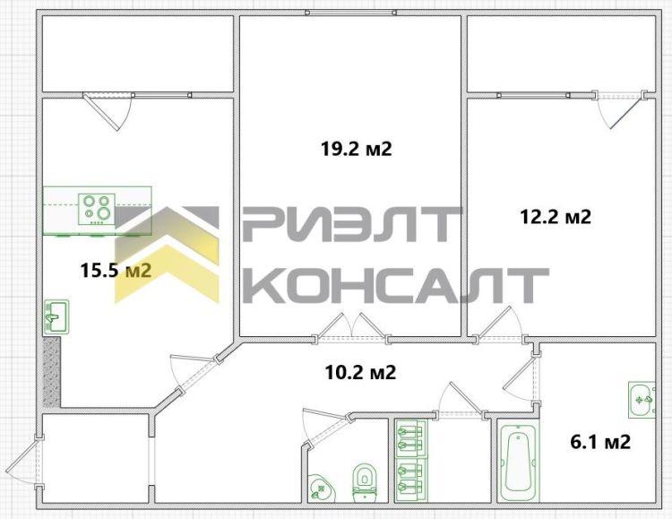 2-комн. квартира, Вторичка, 70.50м², 8/14 этаж миниатюра 32