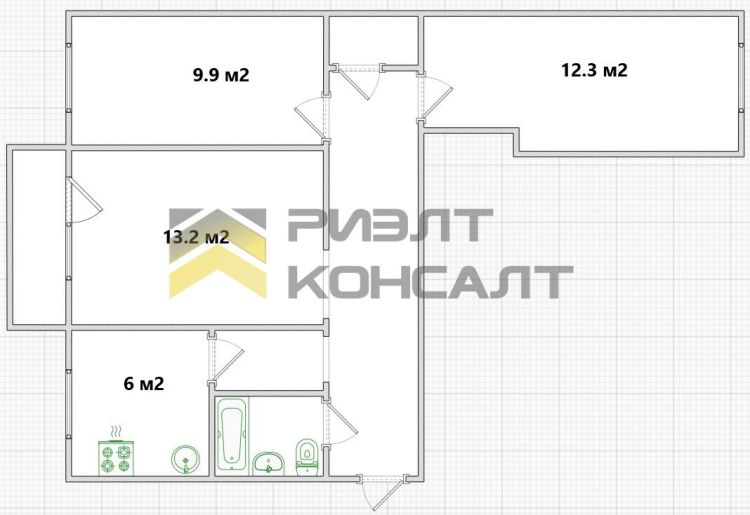 3-комн. квартира, Вторичка, 55м², 5/5 этаж миниатюра 17