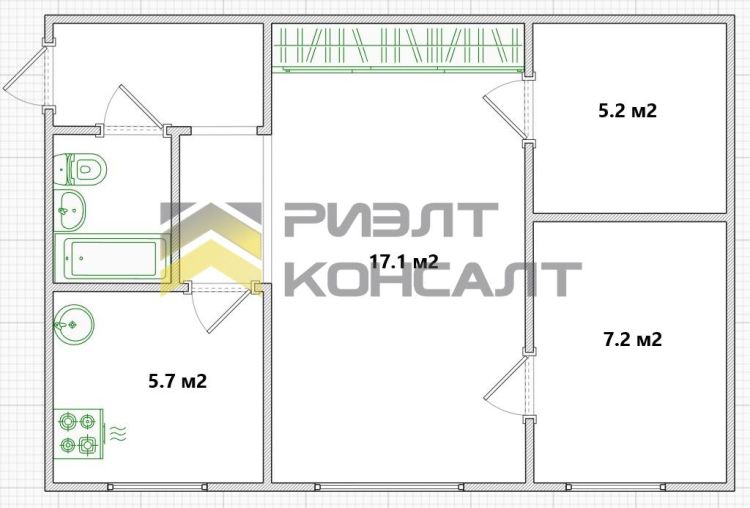 2-комн. квартира, Вторичка, 43м², 1/4 этаж миниатюра 15