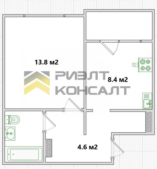 1-комн. квартира, Вторичка, 33м², 2/10 этаж миниатюра 22