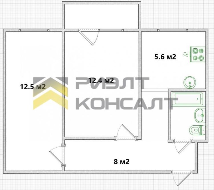2-комн. квартира, Вторичка, 42м², 4/5 этаж миниатюра 17