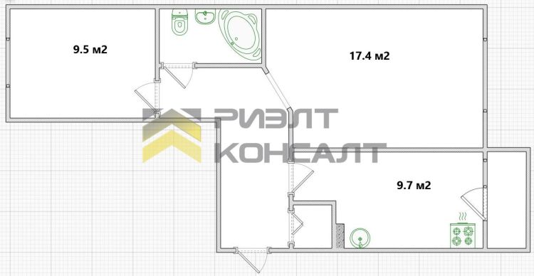 2-комн. квартира, Вторичка, 49м², 1/5 этаж миниатюра 15