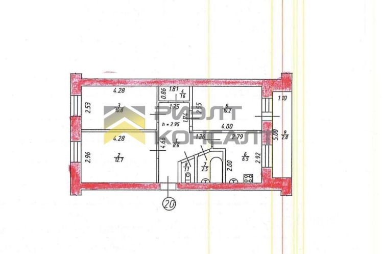 3-комн. квартира, Вторичка, 54м², 3/5 этаж миниатюра 17