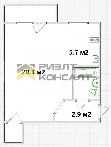 1-комн. квартира, Вторичка, 32.70м², 5/5 этаж миниатюра 17
