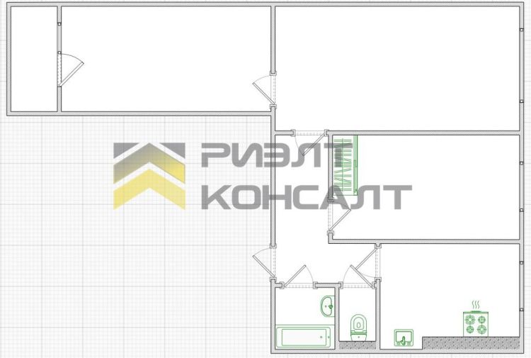 3-комн. квартира, Вторичка, 60м², 1/9 этаж миниатюра 15