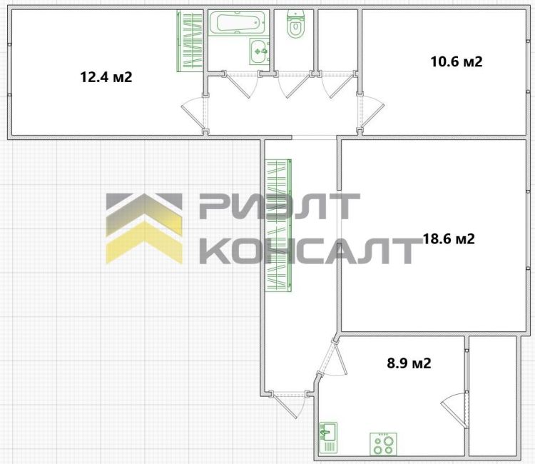 3-комн. квартира, Вторичка, 68.10м², 12/12 этаж миниатюра 19