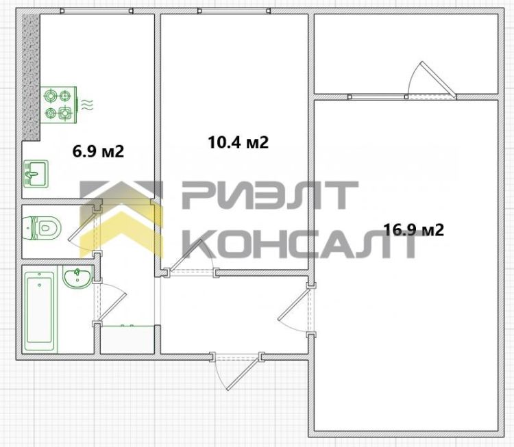 2-комн. квартира, Вторичка, 44.90м², 1/9 этаж миниатюра 20