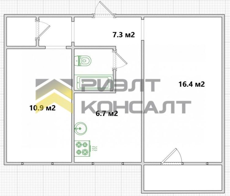 2-комн. квартира, Вторичка, 44м², 5/5 этаж миниатюра 14