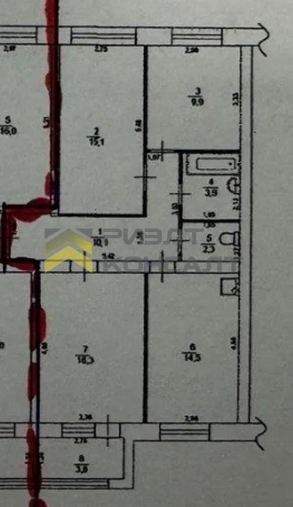 3-комн. квартира, Вторичка, 74.40м², 2/5 этаж миниатюра 12