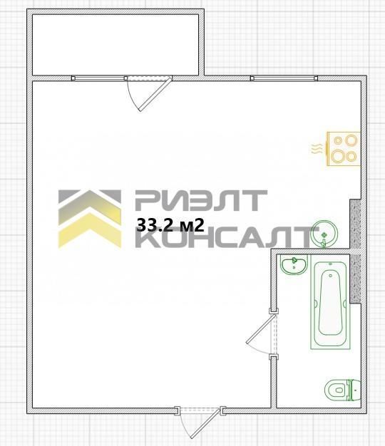 Студия, Вторичка, 33.20м², 2/5 этаж миниатюра 13