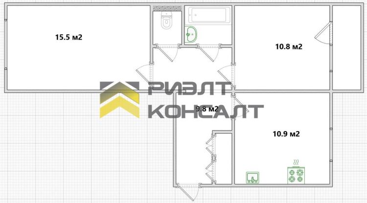 2-комн. квартира, Вторичка, 51.90м², 4/5 этаж миниатюра 24
