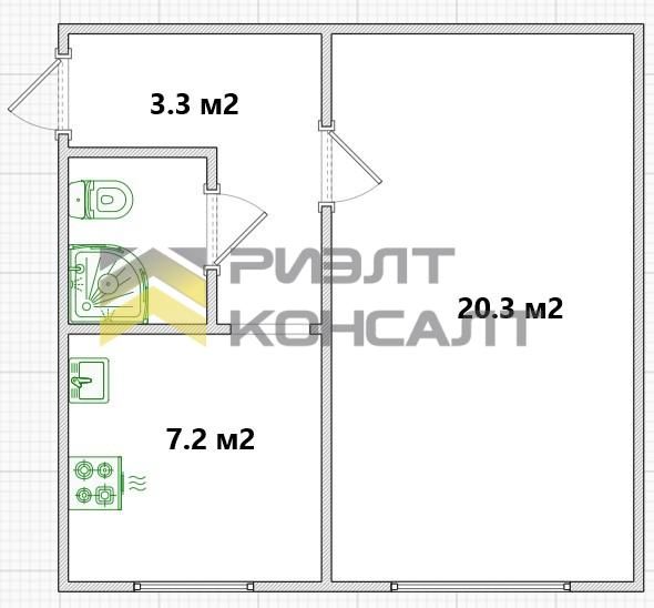 1-комн. квартира, Вторичка, 28.90м², 1/2 этаж миниатюра 15